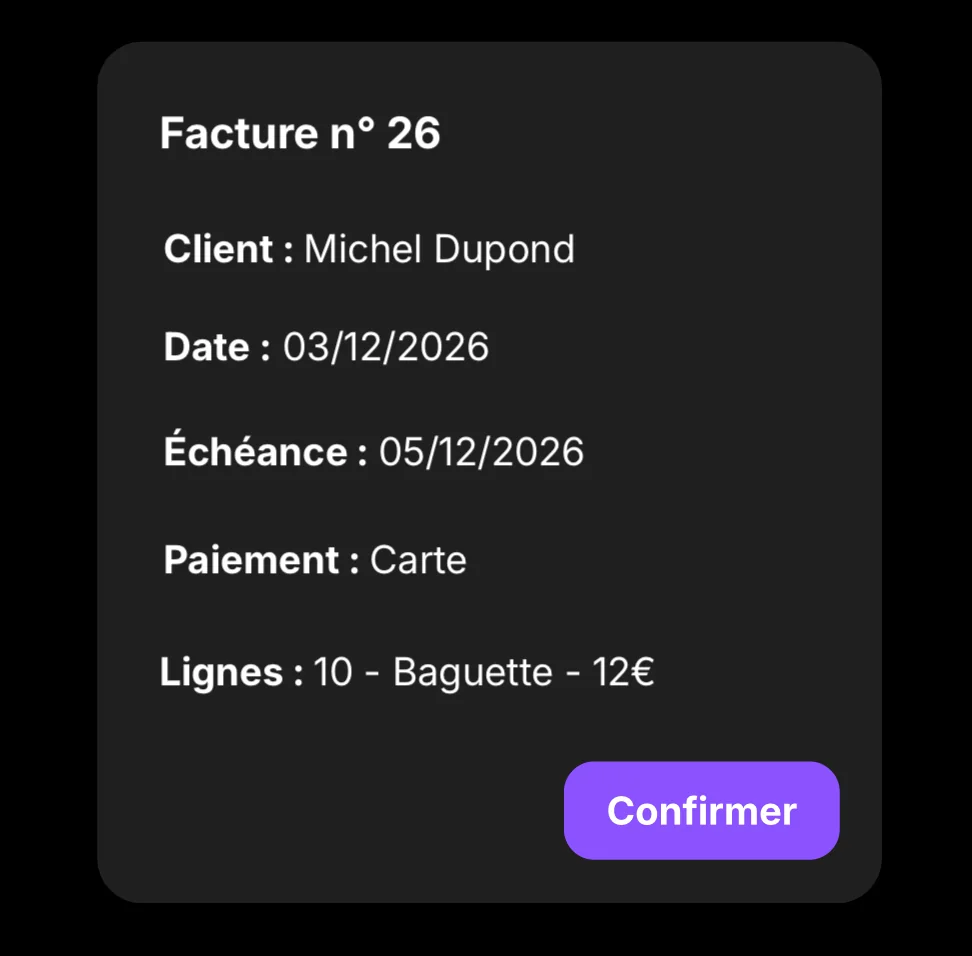 2. Qluvo prépare la facture et son aperçu